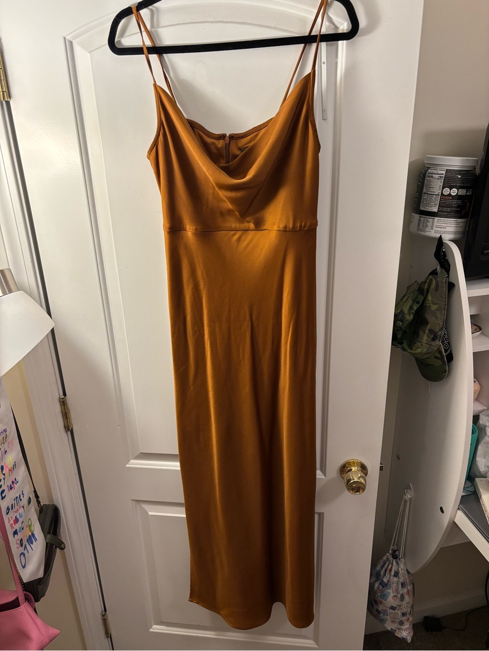 Taylor Satin Cowl Maxi Dress - Rusty Amber